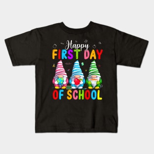 Cute Gnomes Happy First Day Of School Back To School Kids T-Shirt
